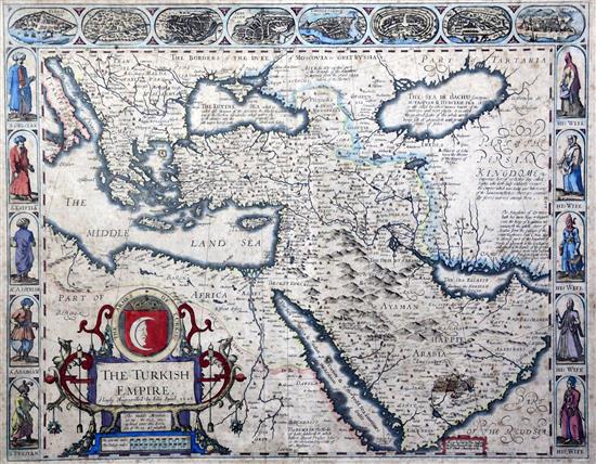 John Speed (1552-1629) Map of the Turkish Empire, 1626, overall 16.5 x 21.5in.